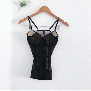 Black and Nude Mesh Lingerie Cheeky Slip Dress