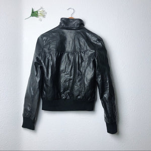 Black Poetry Faux Leather Zip Up Jacket