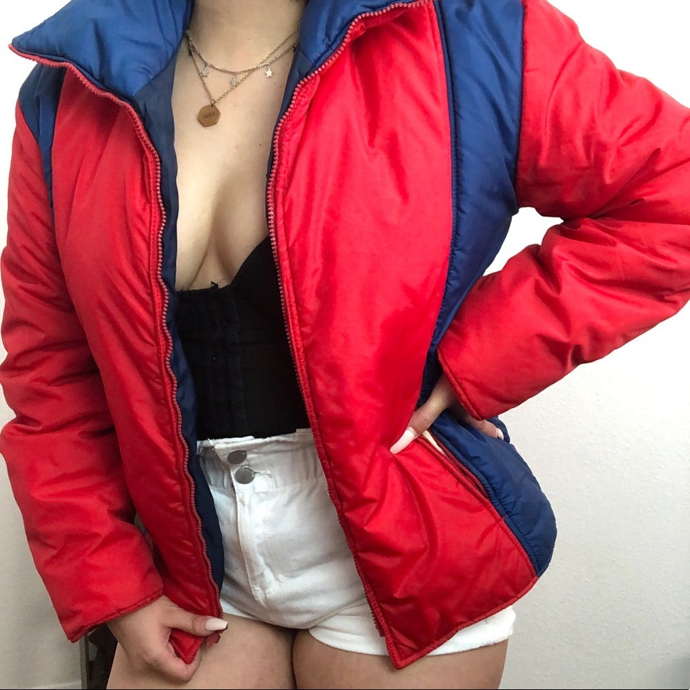 Swing West Red & Blue Puffer Outdoor Jacket