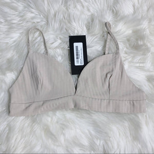 Mocha Oatmeal Brown Ribbed Bralette Crop Top