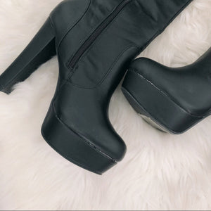 90’s Black Thigh High Chunky Platform Heels