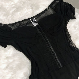 Black Windsor Slight Off Shoulder Bodysuit