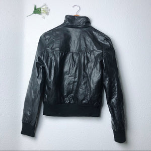 Black Poetry Faux Leather Zip Up Jacket