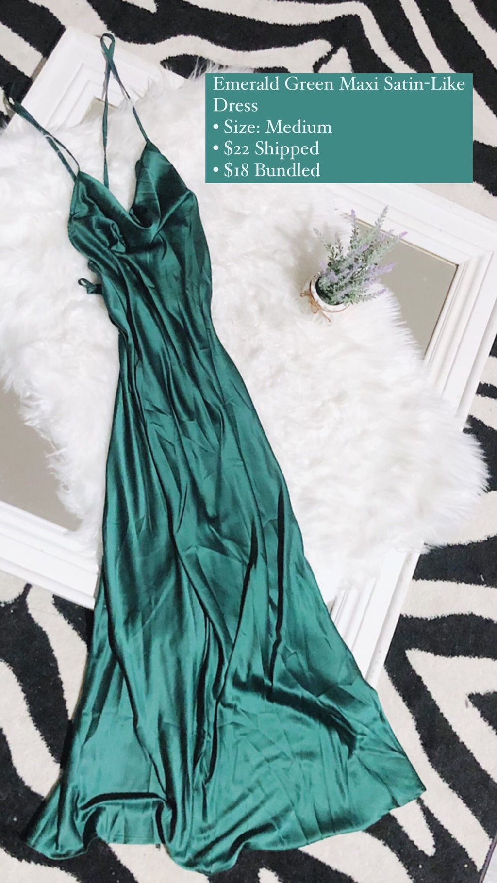 Emerald Green Maxi Satin-Like Dress