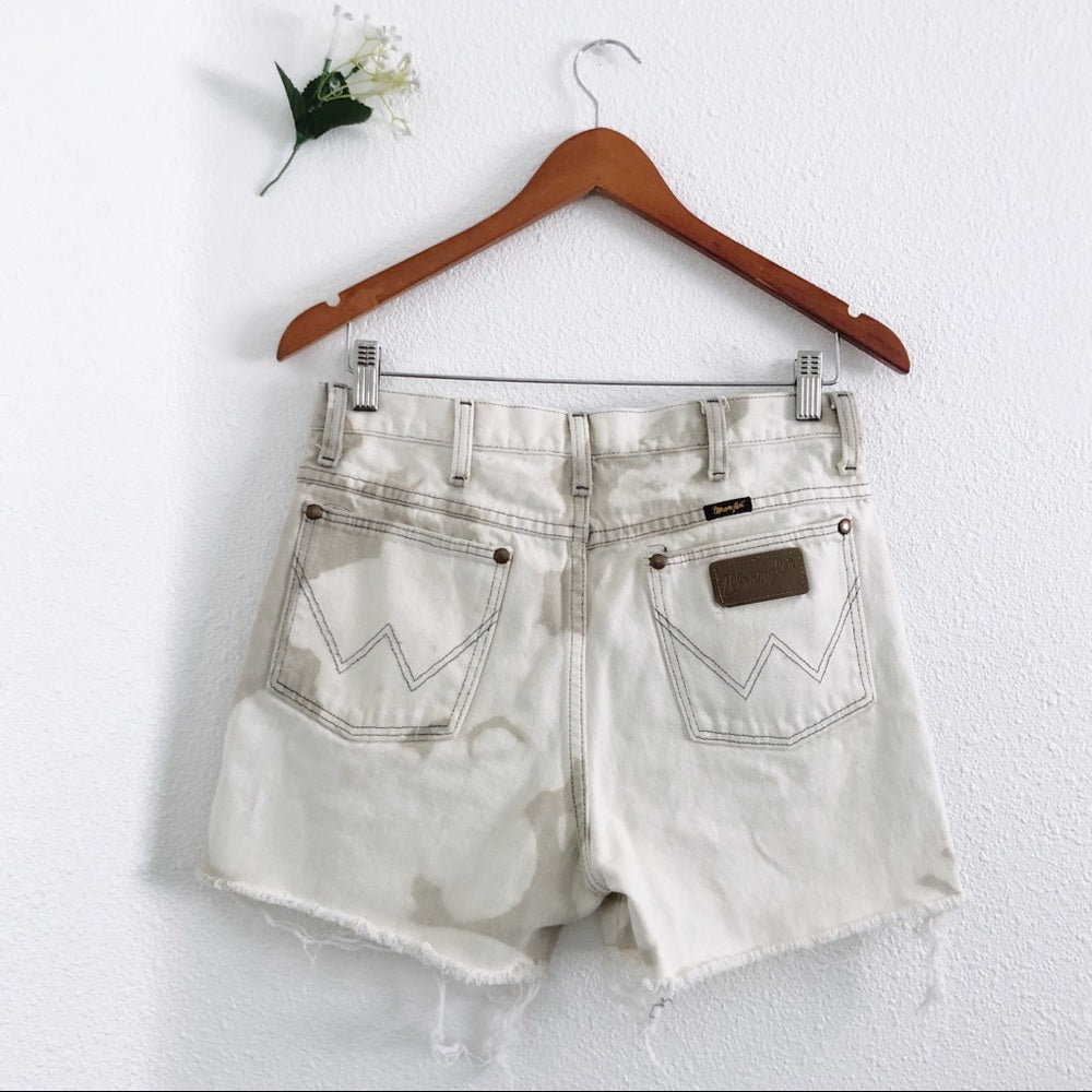 Bleached Acid Wash Tan Wrangler Shorts