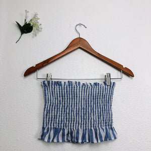 Cassie Blue and White Striped Strapless Tube Top