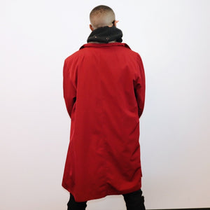 Unisex Contrast Trim Hooded Midweight Merlot Red 2XL Raincoat Jacket