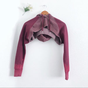 Ombré Maroon Cropped Long Sleeve Hoodie