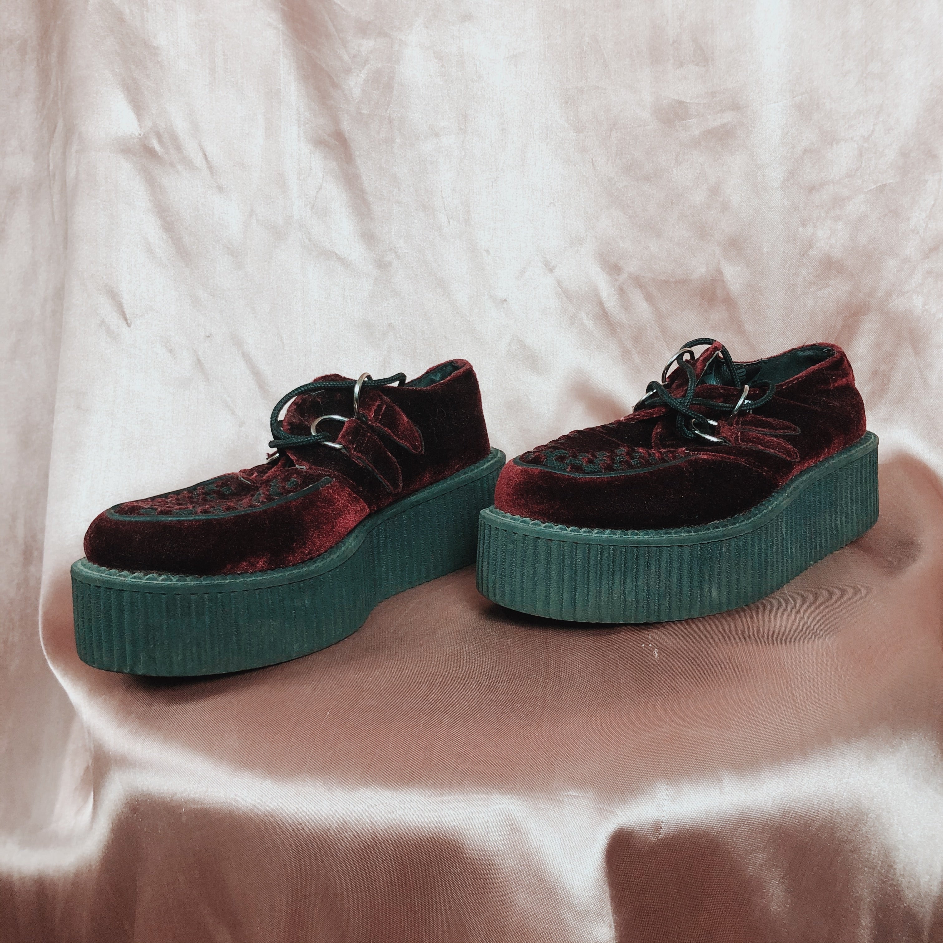 Velvet Burgundy TUK Platform Creepers