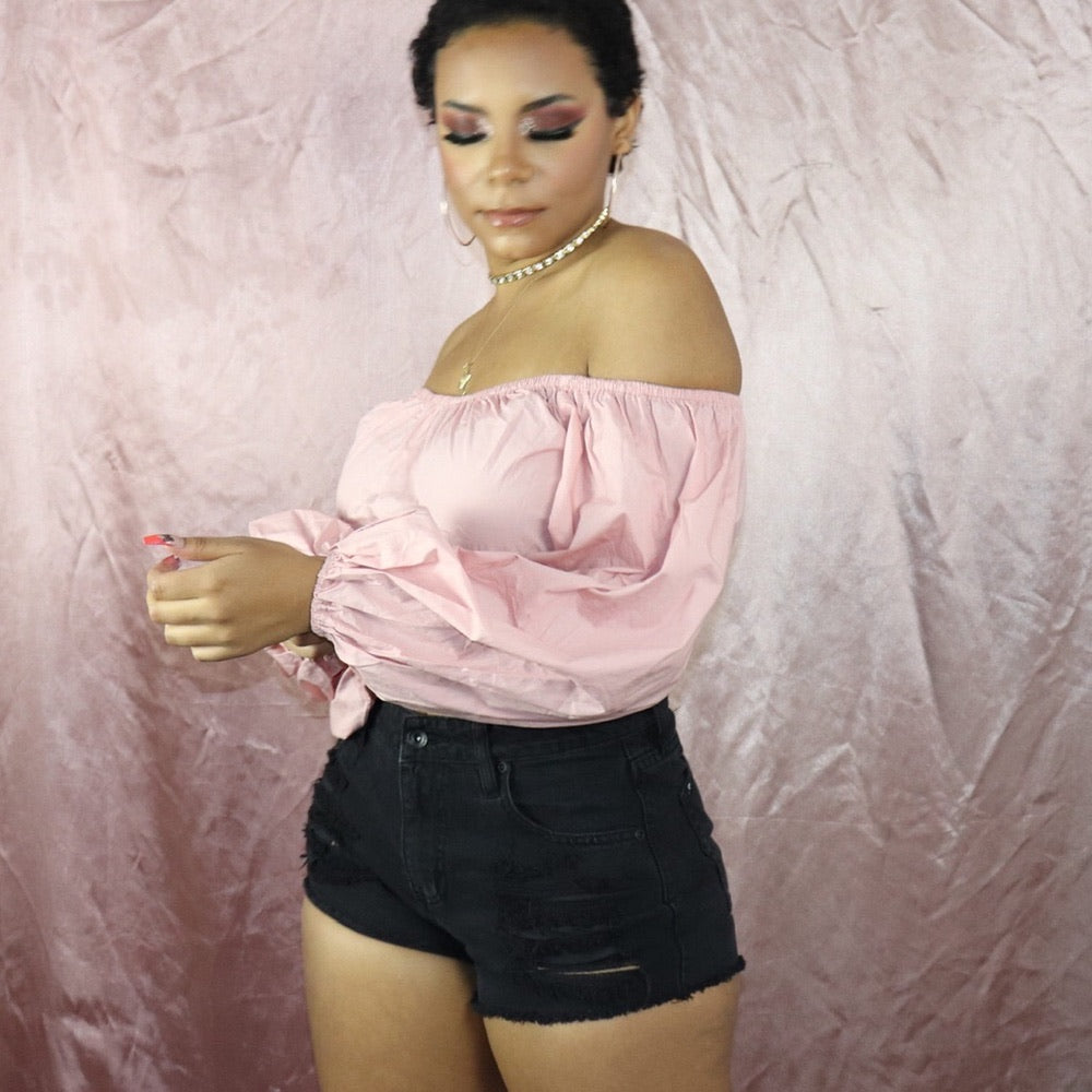 Balloon Blush Off The Shoulder Nasty Gal Crop Top