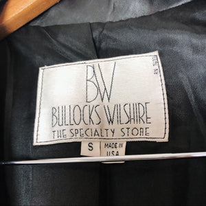 Vintage Bullocks Wilshire Black Leather Button Up Coat Jacket