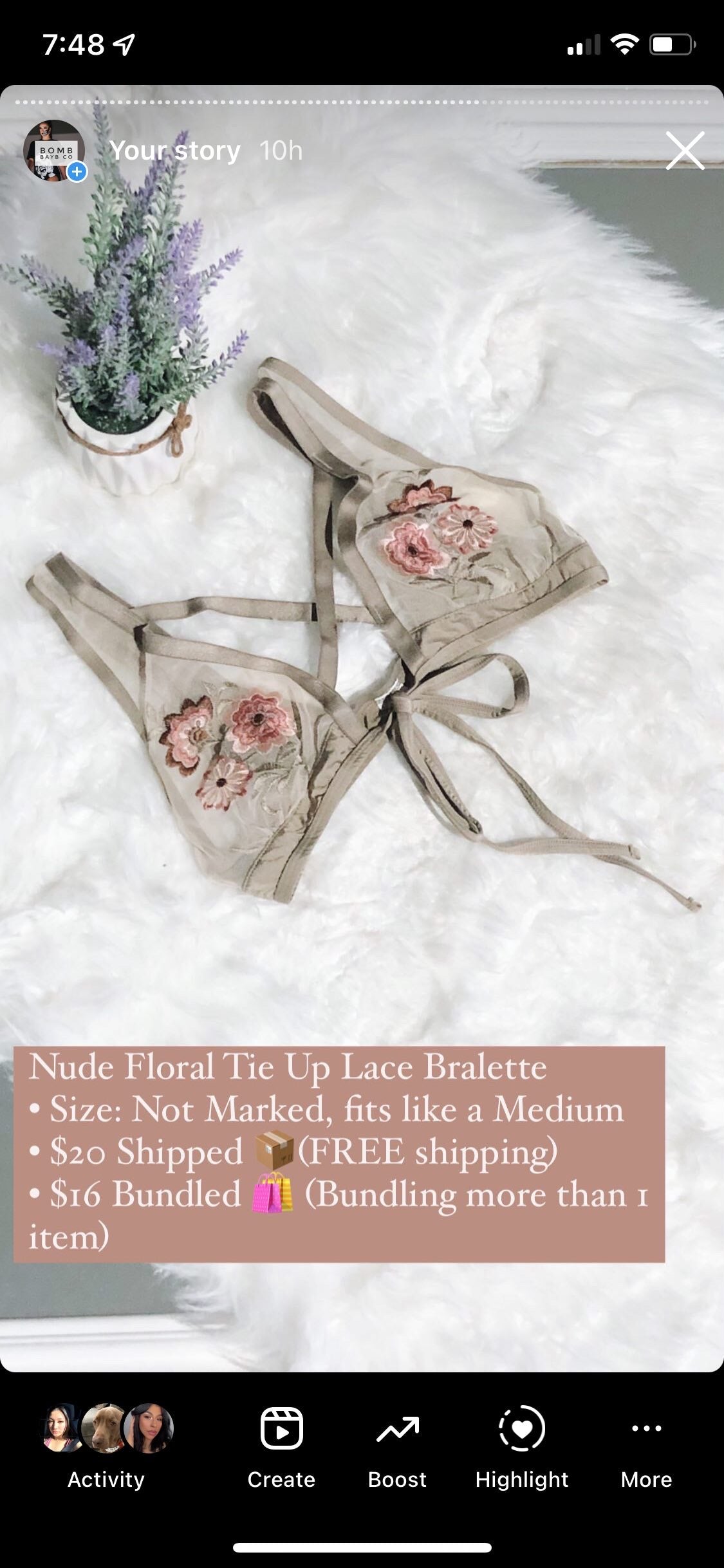 Nude Floral Tie Up Lace Bralette