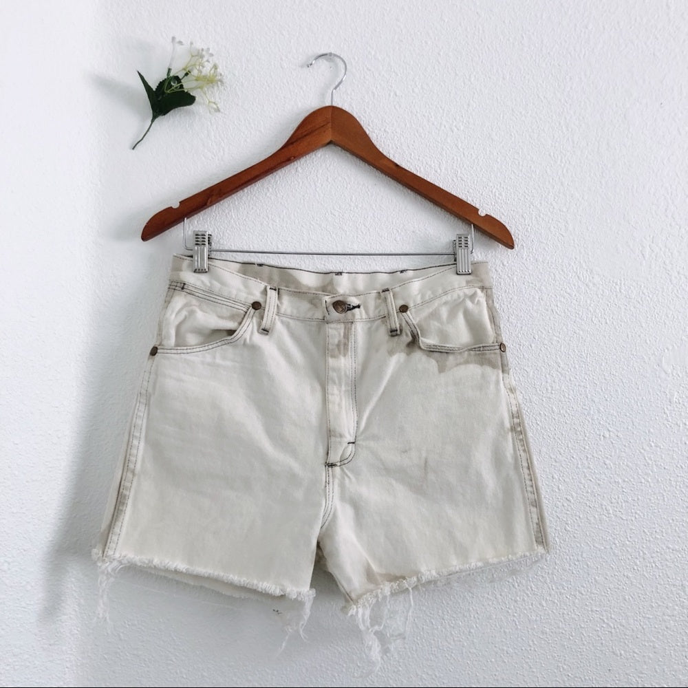 Bleached Acid Wash Tan Wrangler Shorts