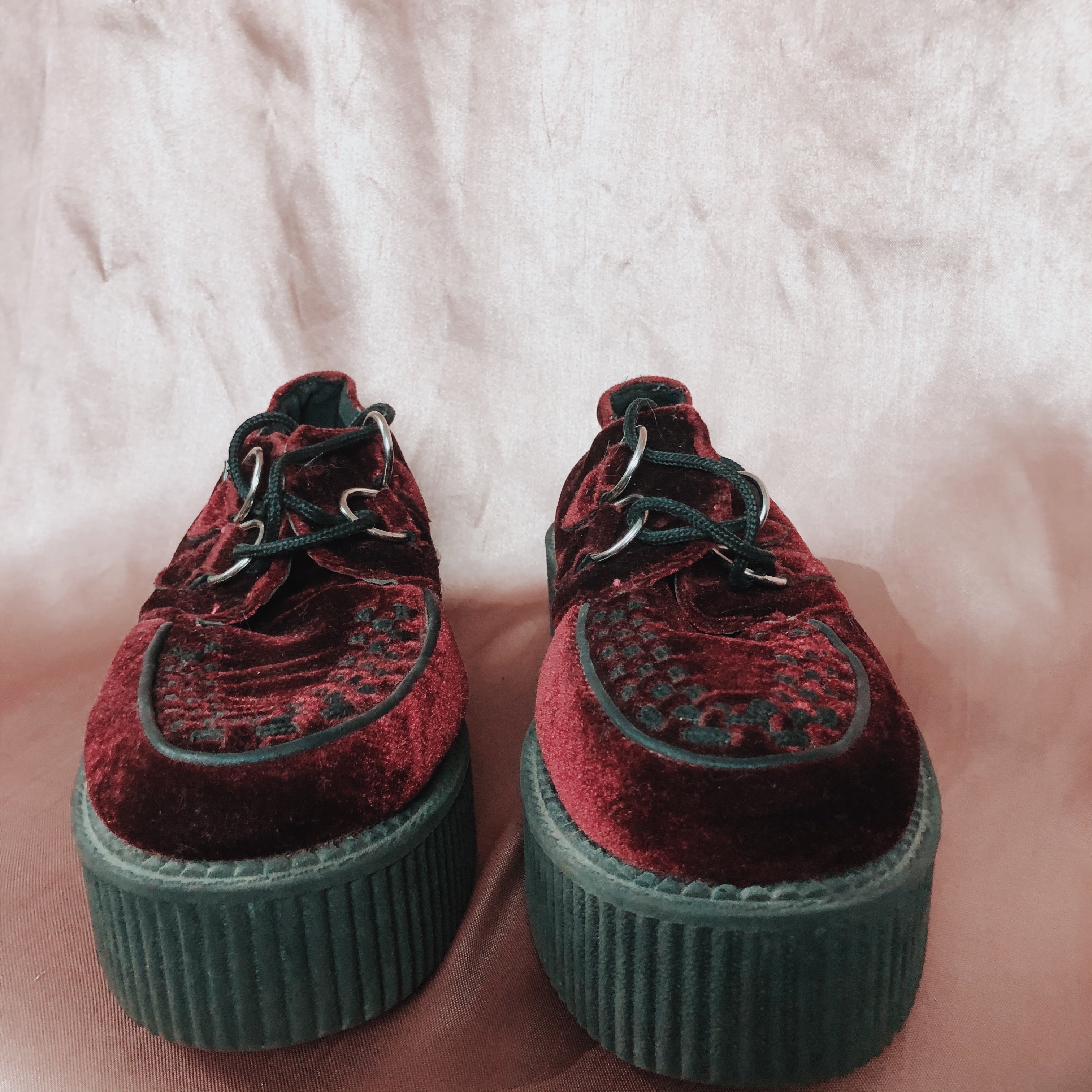 Velvet Burgundy TUK Platform Creepers