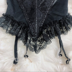 Black Ribbed Lace Baby Doll Corset Top