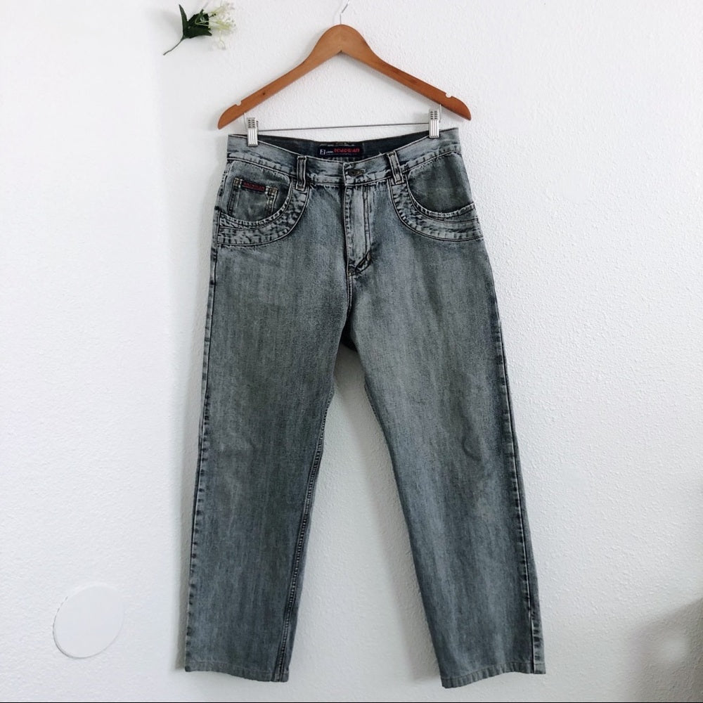 Blue Gray Vintage Road Man Denim Jean Pants