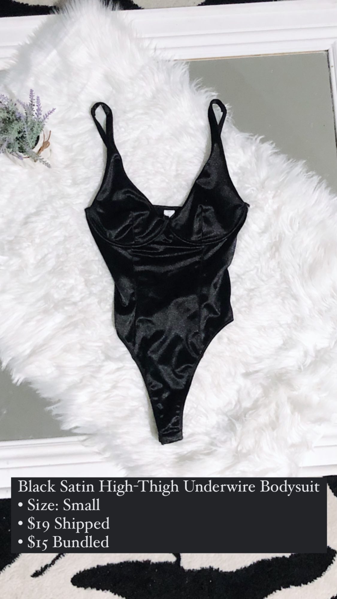 Black Satin High Thigh Bodysuit