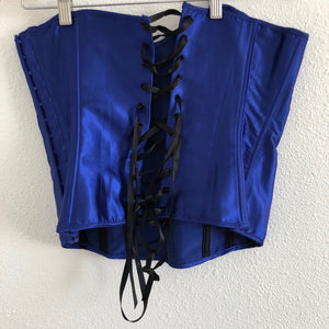 Royal Blue Ribbed Strapless Corset Top