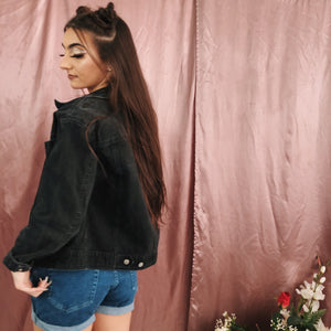 Unisex Black Denim Zip Up Jacket