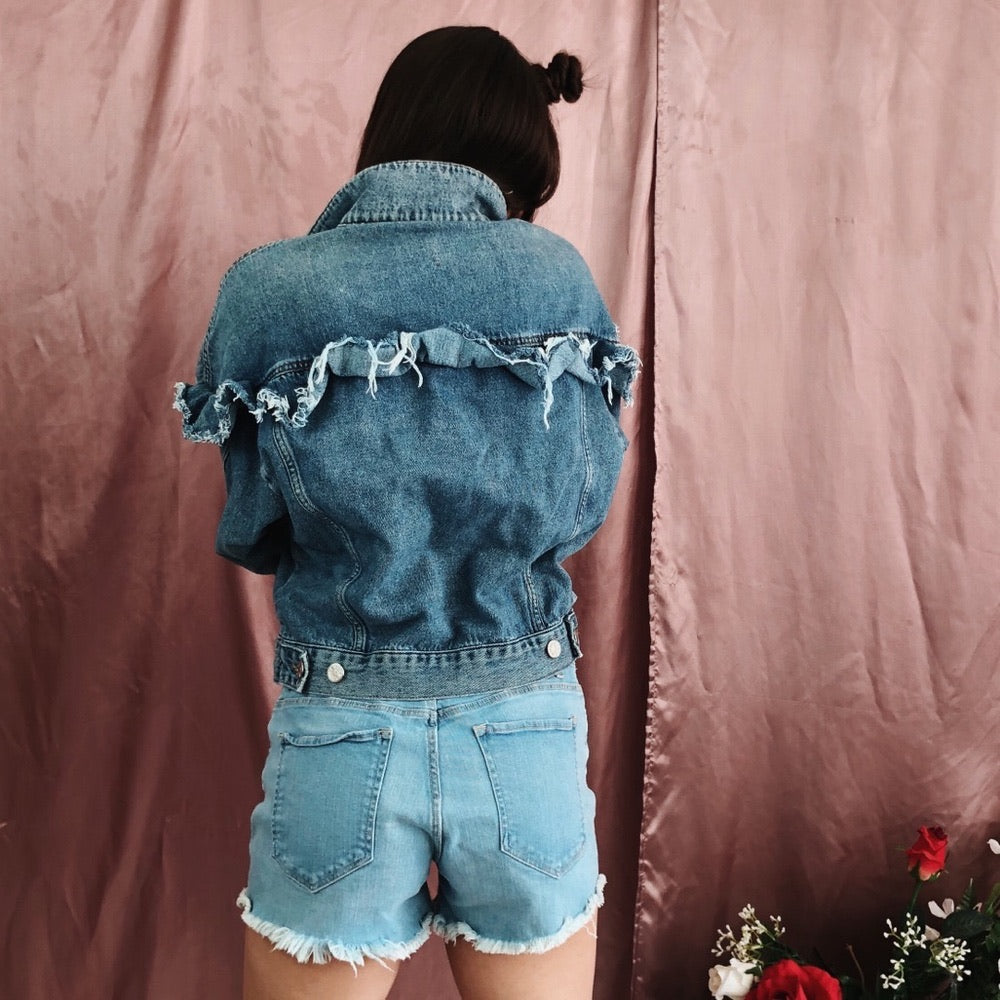 BDG Denim Distressed Button Up Jacket