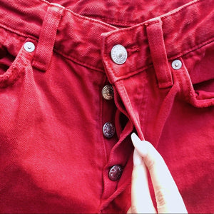 Red High Waist Vintage Fit Denim Pants