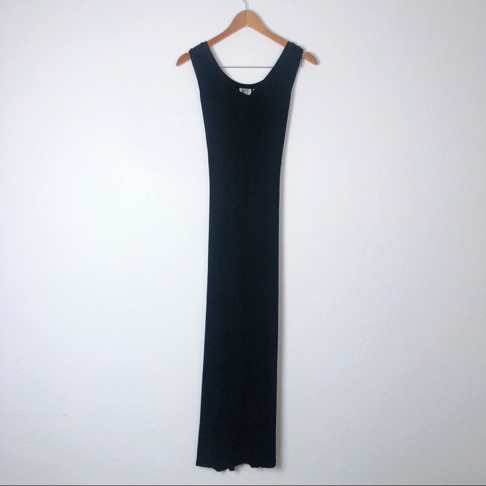 Vintage Mixed Blues Clothing Black Stretchy Maxi Dress