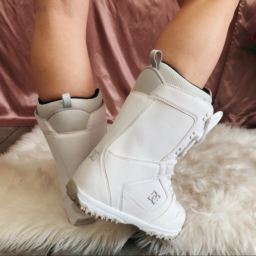 White and Gray DC Ski Boots