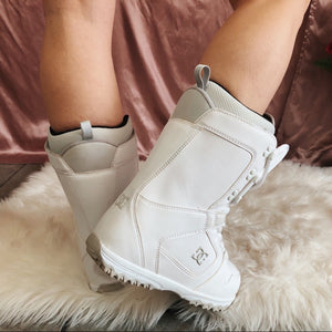 White and Gray DC Ski Boots