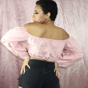 Balloon Blush Off The Shoulder Nasty Gal Crop Top