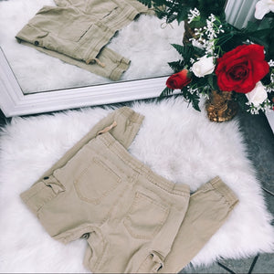 Unisex Tan Brown Cuffed Ankle Cargo Joggers