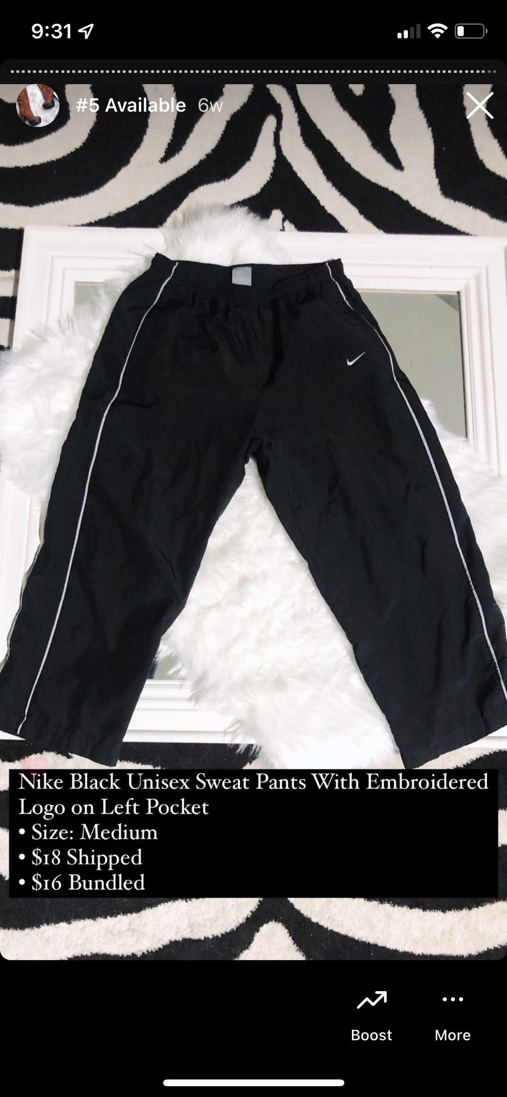 Nike Black Unisex Sweat Pants With Embroidered Logo on Left Pocket