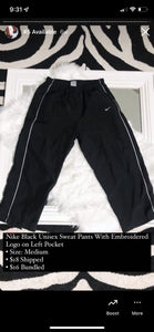 Nike Black Unisex Sweat Pants With Embroidered Logo on Left Pocket