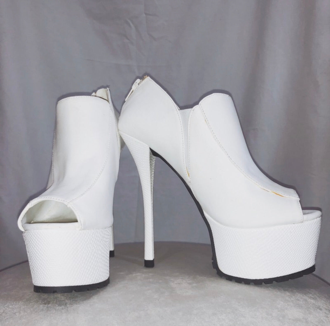 Wish U Knew White Peep Toe Platform Heels