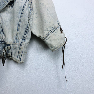 Vintage 80s Wooza Cropped Acid Wash Denim Jacket