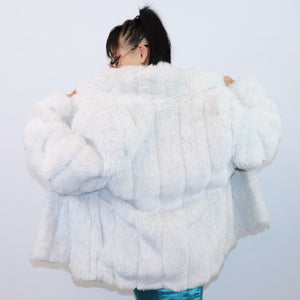 Vintage Off White Faux Fur Coat Jacket