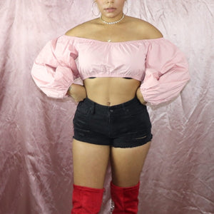 Balloon Blush Off The Shoulder Nasty Gal Crop Top