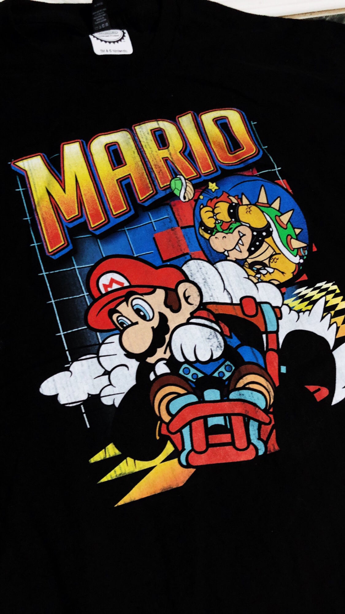 Nintendo Mario Cart Bowser & Mario Racing Black Graphic Long Sleeve Shirt