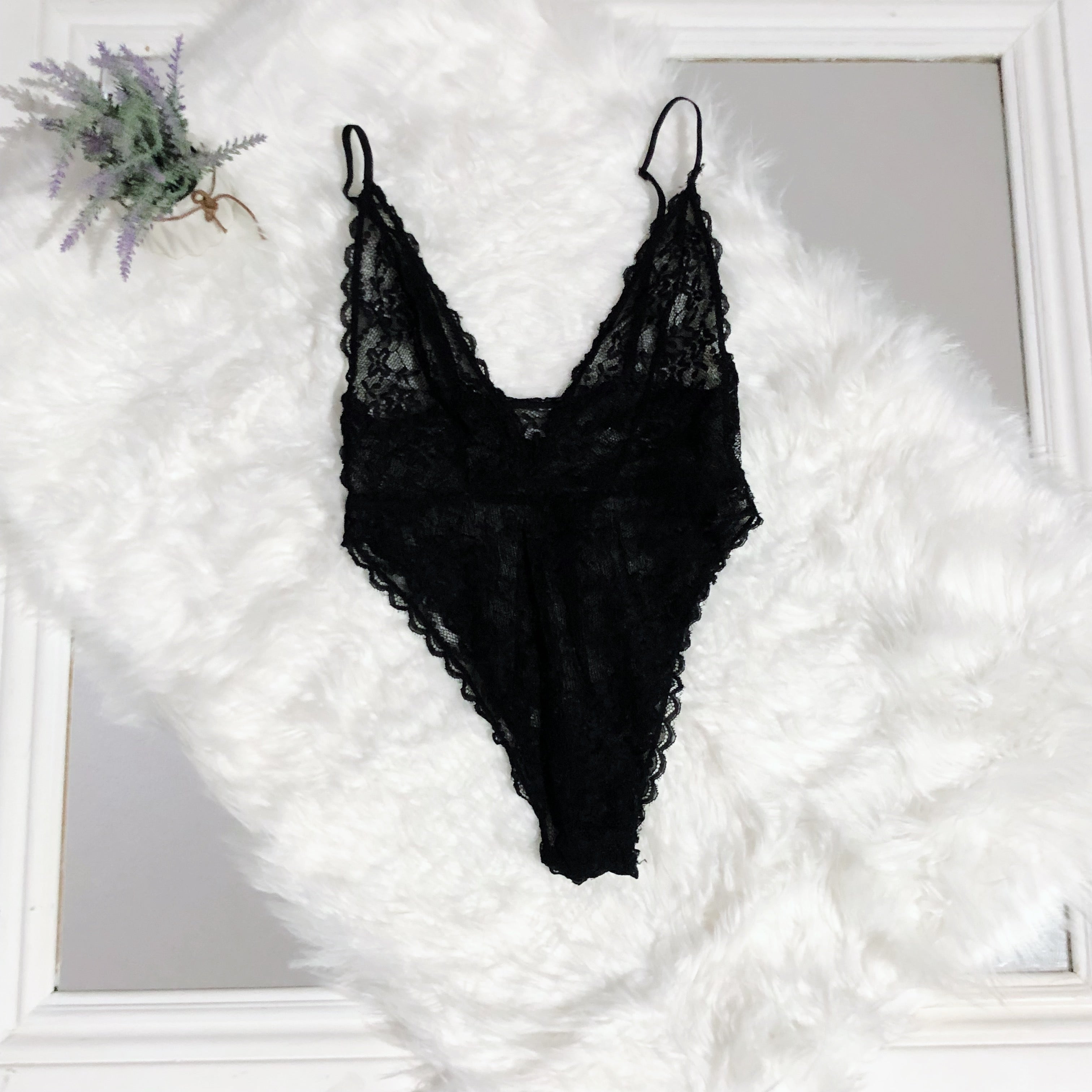 Black High Thigh Floral Lace Lingerie Teddy