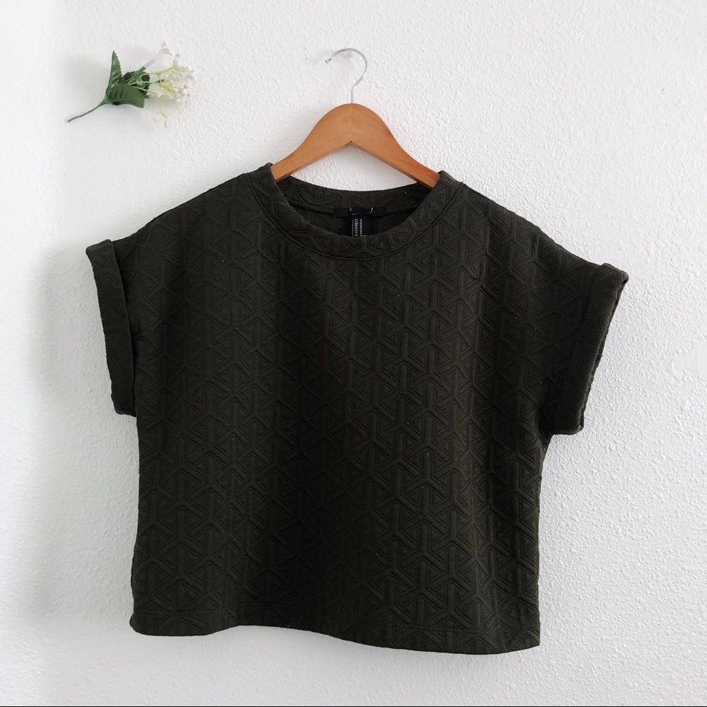 Dark Green Quilted Forever 21 Crop Top