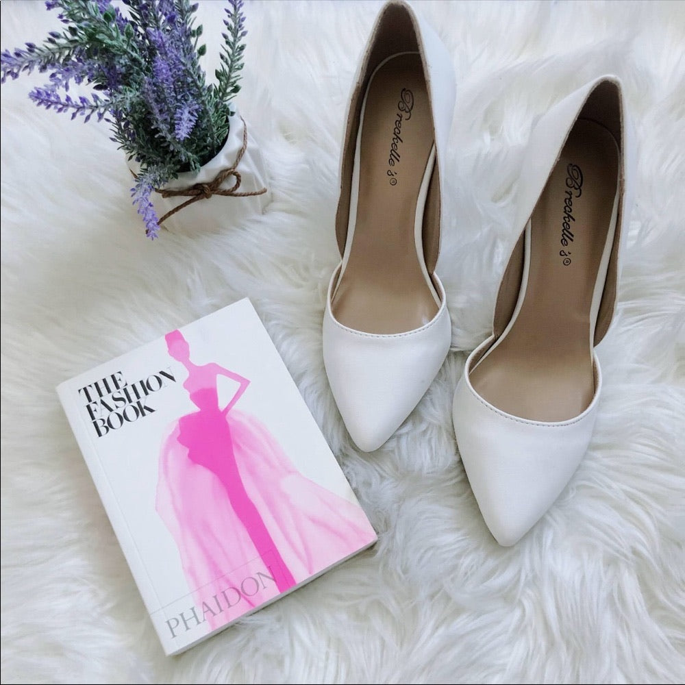 White Pointed Toe Stiletto Pumps