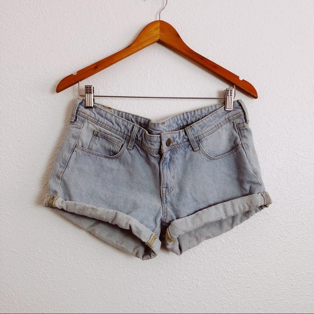 Skinny Low Waist Rolled Cuff Jean Shorts