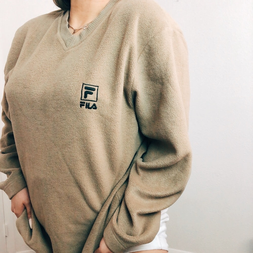 Unisex Fila Tan Vintage Crewneck Sweater