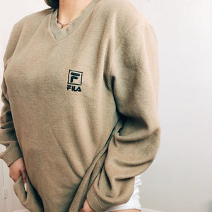 Unisex Fila Tan Vintage Crewneck Sweater