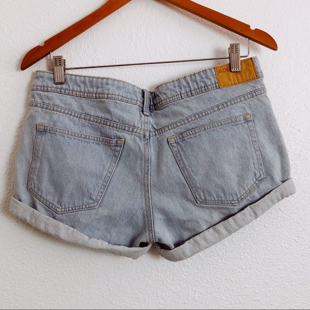 Skinny Low Waist Rolled Cuff Jean Shorts