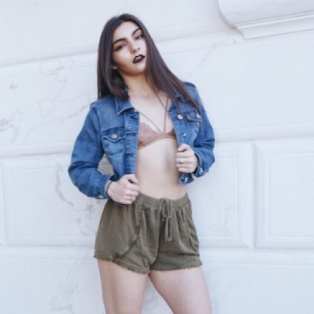 Khaki Relaxed High Waisted Shorts