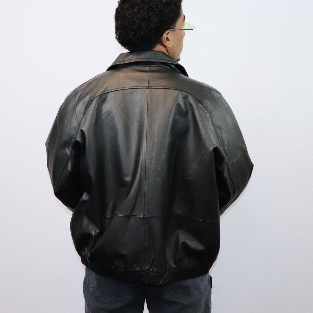 Vintage 90’s Black St. John’s Bay Leather Zip Up Jacket