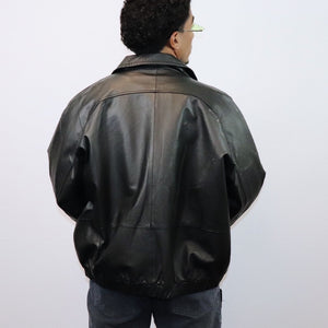 Vintage 90’s Black St. John’s Bay Leather Zip Up Jacket