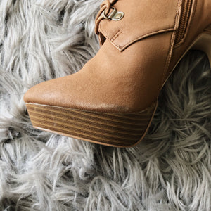 Too Bae 4 U Tan Lace Up Booties