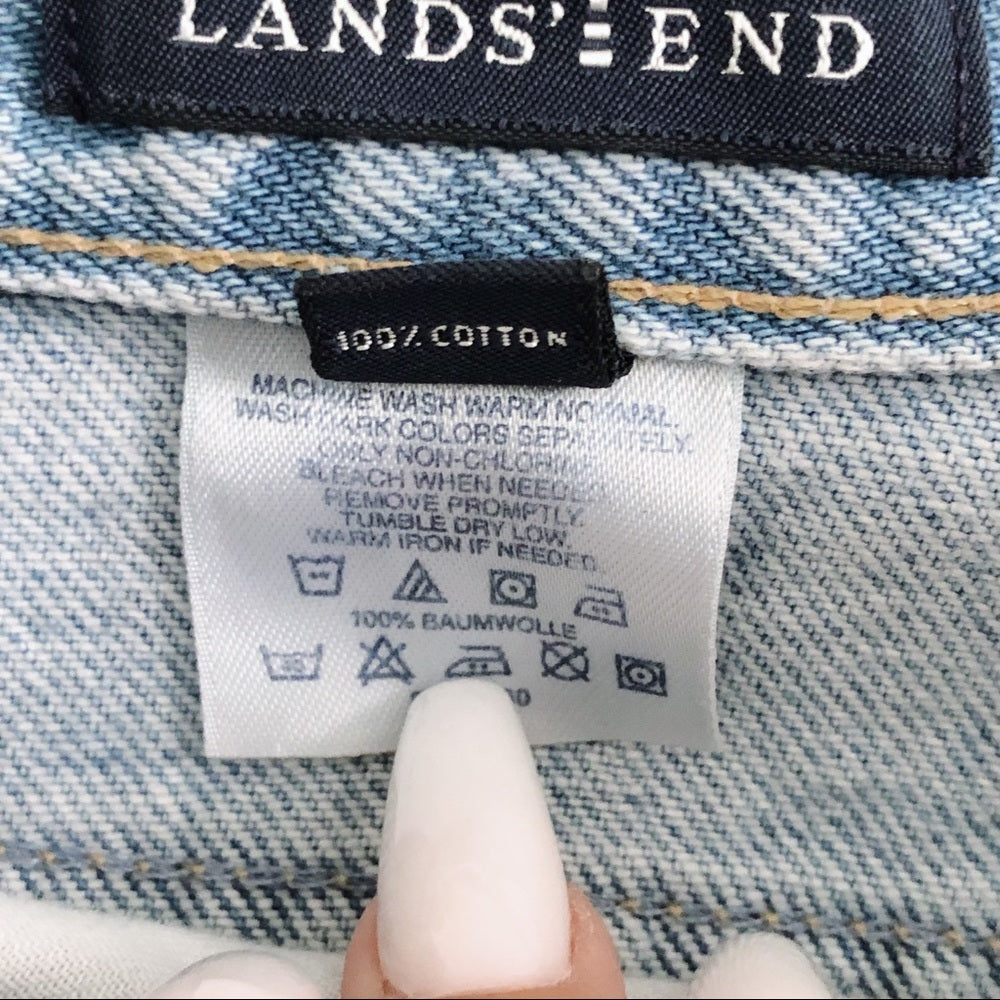 Lands End High Waisted Denim Distressed Shorts