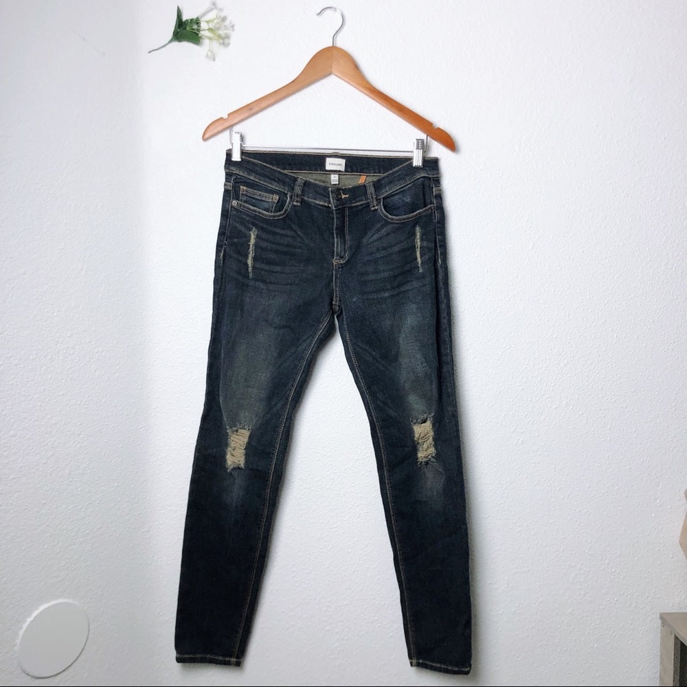 Sneak Peak Dark Blue Denim Distressed Pants